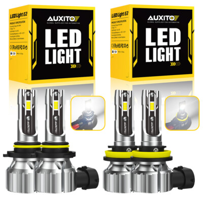 4x 9005 H11 Combo LED Headlight High Low Beam Bulbs Kit 6500K Super White Bright