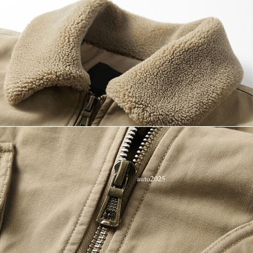 Herren Fleece gefütterte Sherpa Jacke Mantel mehrere Taschen Reißverschluss Thermo warm Freizeit - Bild 24 von 27