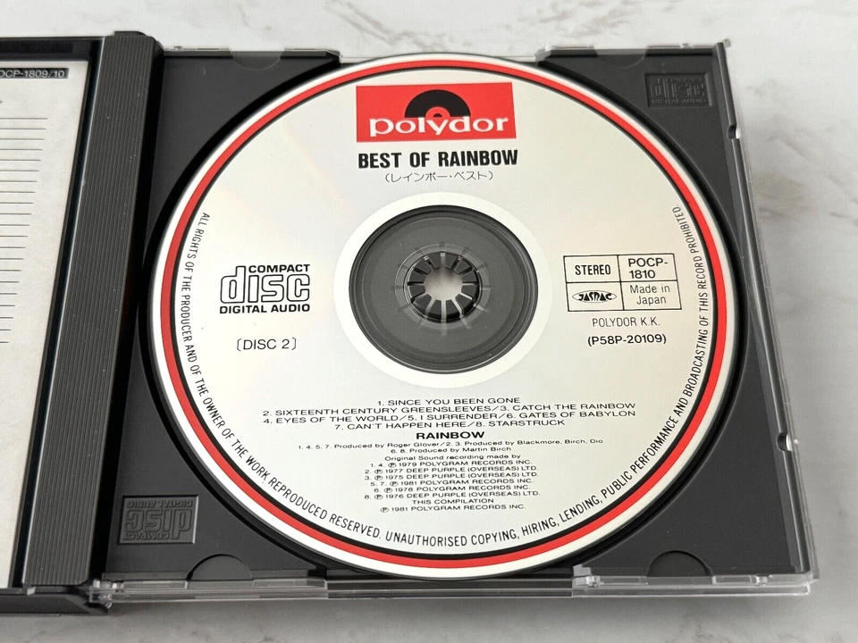 Rainbow The Best Of 2 CD JAPAN IMPORT! w/Obi 1990 Polydor POCP-1809/10 RARE OOP! Foto 4 de 4