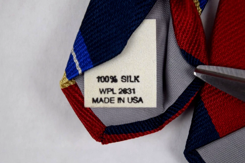 Corbata de Colección Años 80 Stringbeans Club Azul Rojo Amarillo Rayas Corbata de Seda 54" x 2.75" Foto 4 de 4