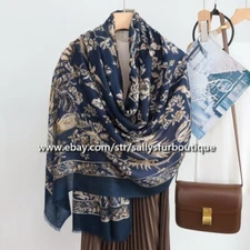 Sallys Cashmere Ring Scarf Wrap Shawl Palm Tree Print Thin Soft Delicate 78"*39"