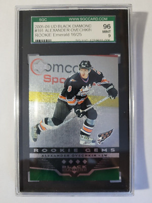 Alexander Ovechkin 2005-06 Black Diamond Emerald Rookie Hockey Card #16/25 SGC 9