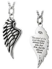 Women's Stainless Steel Angel Wing Necklace-Psalm 34:7