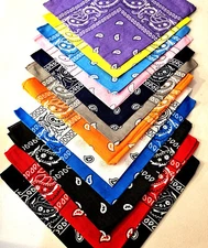 Bandana 100% Cotton Paisley Print Double-Sided Head Neck Face Mask 22"x22"