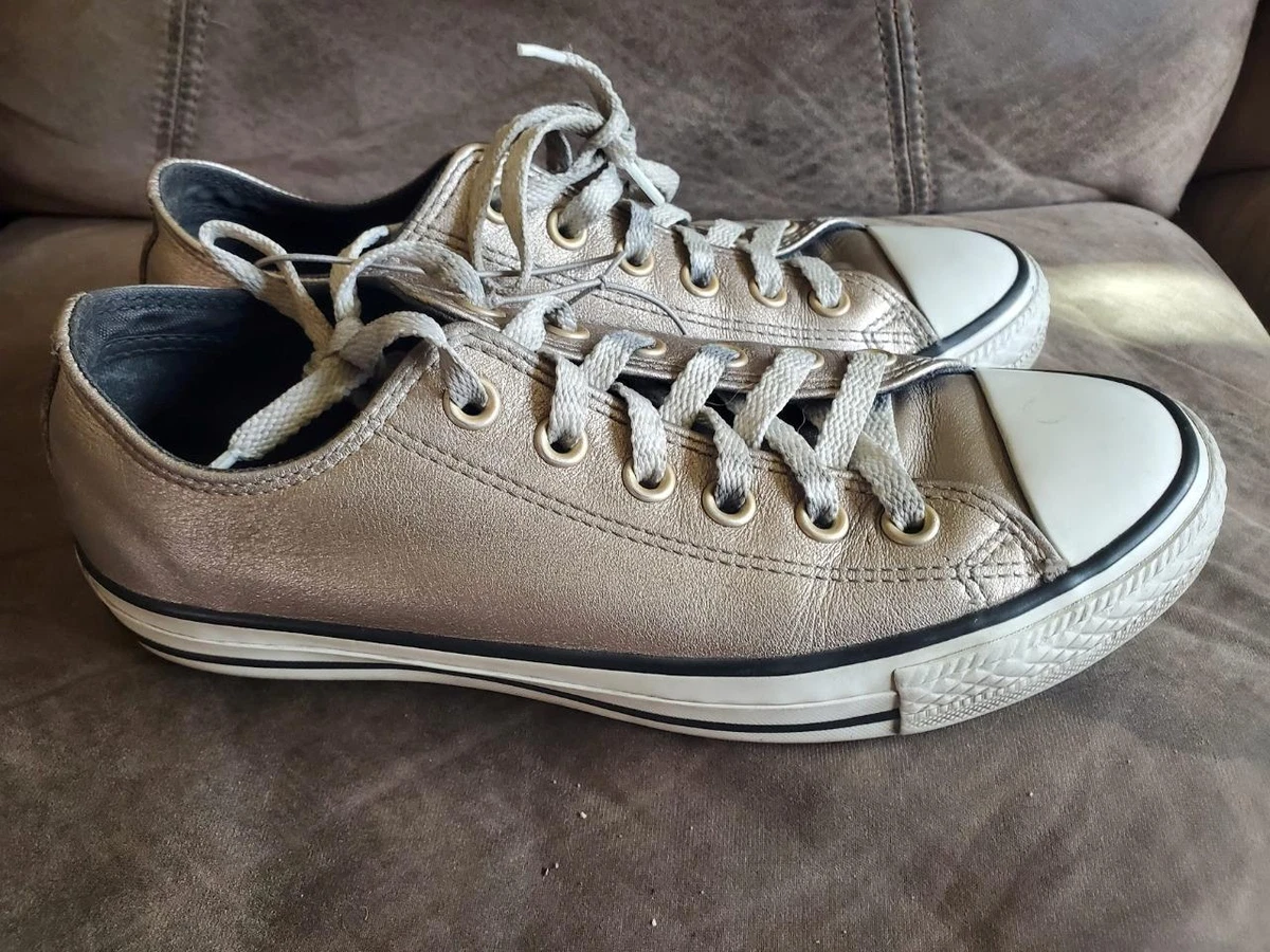 Silver leather deals converse womens