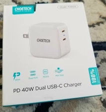 Brand New ChoeTech PD 3.0 40W Dual Port USB-C Charger Phone Tablet Power Adapter
