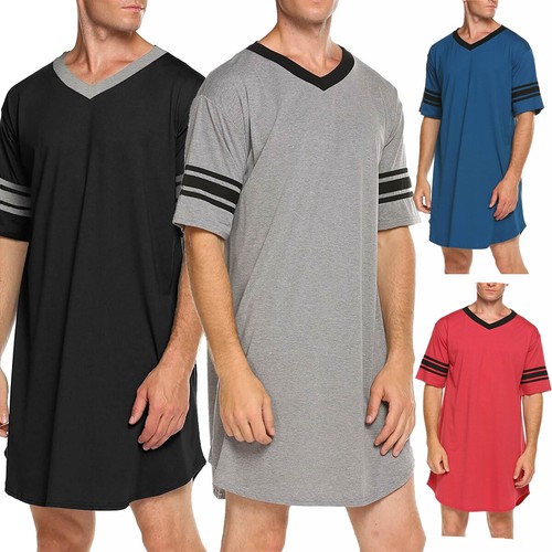 Breathable Men Nightshirt Short Sleeve 