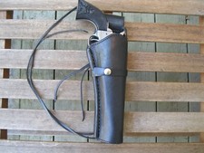 Western Holster Long 8" Barrel Right Handed Black Smooth Real Genuine Leather