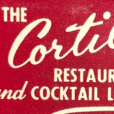 Scarce 1940's-50's Full Matchbook - "Cortile Restaurant and Cocktail Lounge" NYC