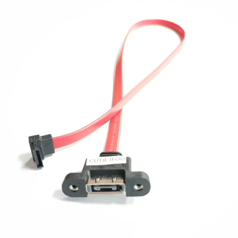 90 Degree Right Angle HDD SATA 3.0 6G Male Female Data Cable Screw Panel Mount - Image 3 of 4