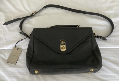 Marshall Bergman schwarze Leder 13'' Laptoptasche unerwünschtes Geschenk nie benutzt