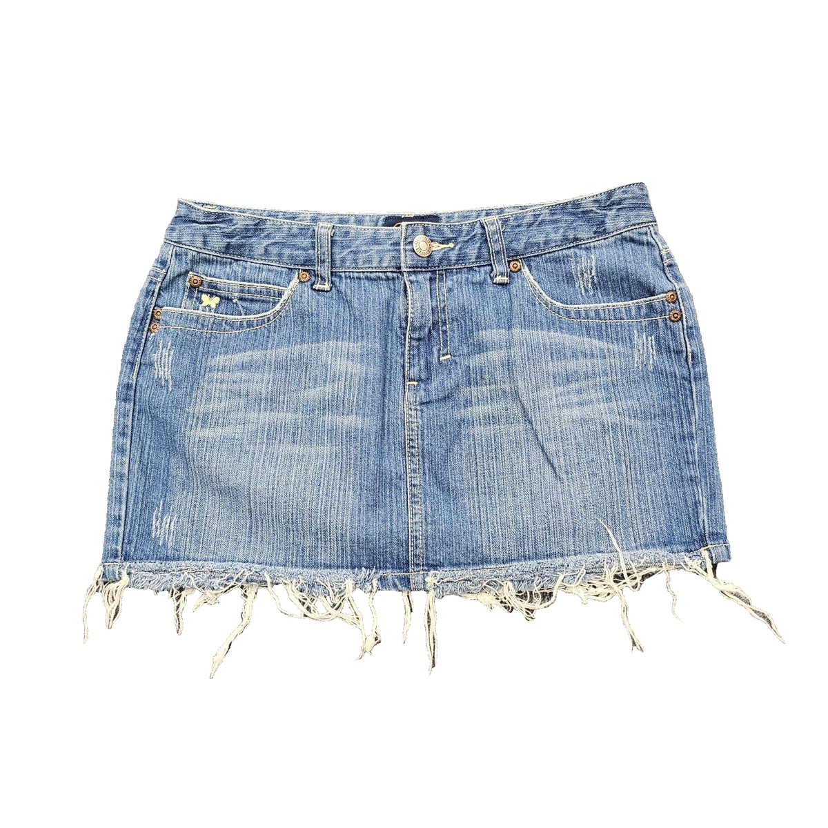 Aeropostale Mini Skirt juniors size 3/4 pocket raw hem blue