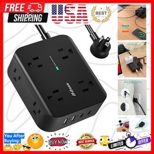 Power Strip Surge Protector - Flat Plug, Wall Mount, 8 Wide Outlets with 4 US...