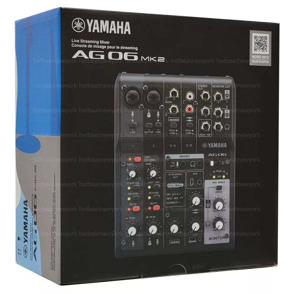 Yamaha AG06 MK2 B 6-Channel Live Streaming Mixer & USB Black