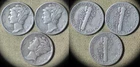 Mercury Dime : Lot 3 Coins 1943 + 1944 + 1945 IRUS1317