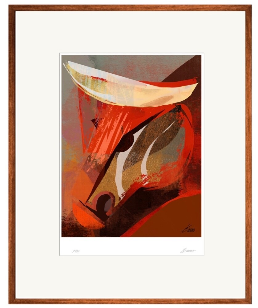 S L1200 Charging Bull Print | Cubist Digital Art | Bullfighting Wall Prints Sfastudio