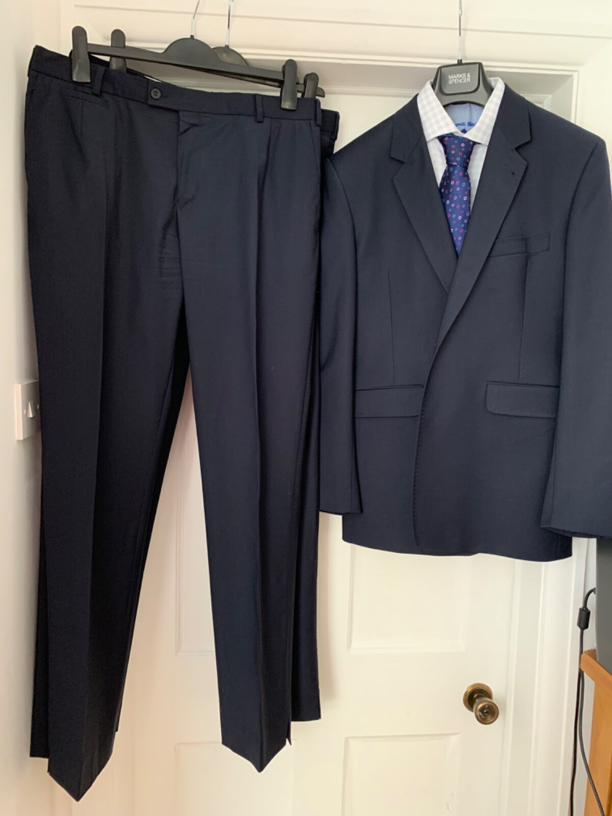 FILA CAMICIA E CRAVATTA TUTA UOMO WILLIAM HUNT SAVILE ROW LONDON BLU NAVY LANA 2 PEZZI 40