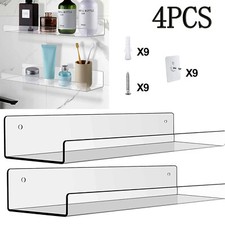 4 Pack 15 Inch Acrylic Invisible Floating Wall Mounted Display Shelves Organizer