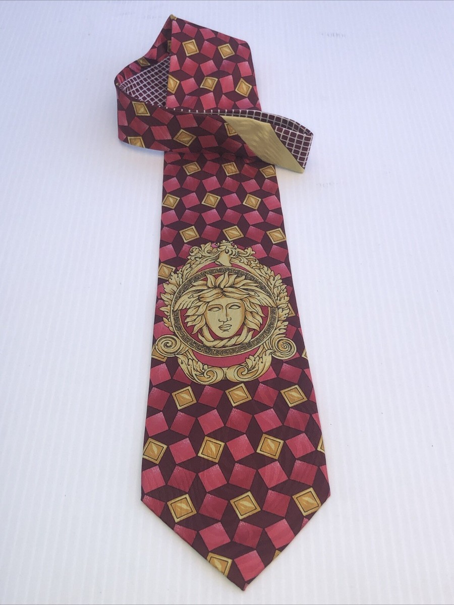Vintage 1990s Gianni Versace Multicolored Medusa Head Silk Tie