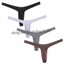 Men Thong Ice Silk Tanga Underwear Low Rise Pouch Jockstrap G-Strings Underpants
