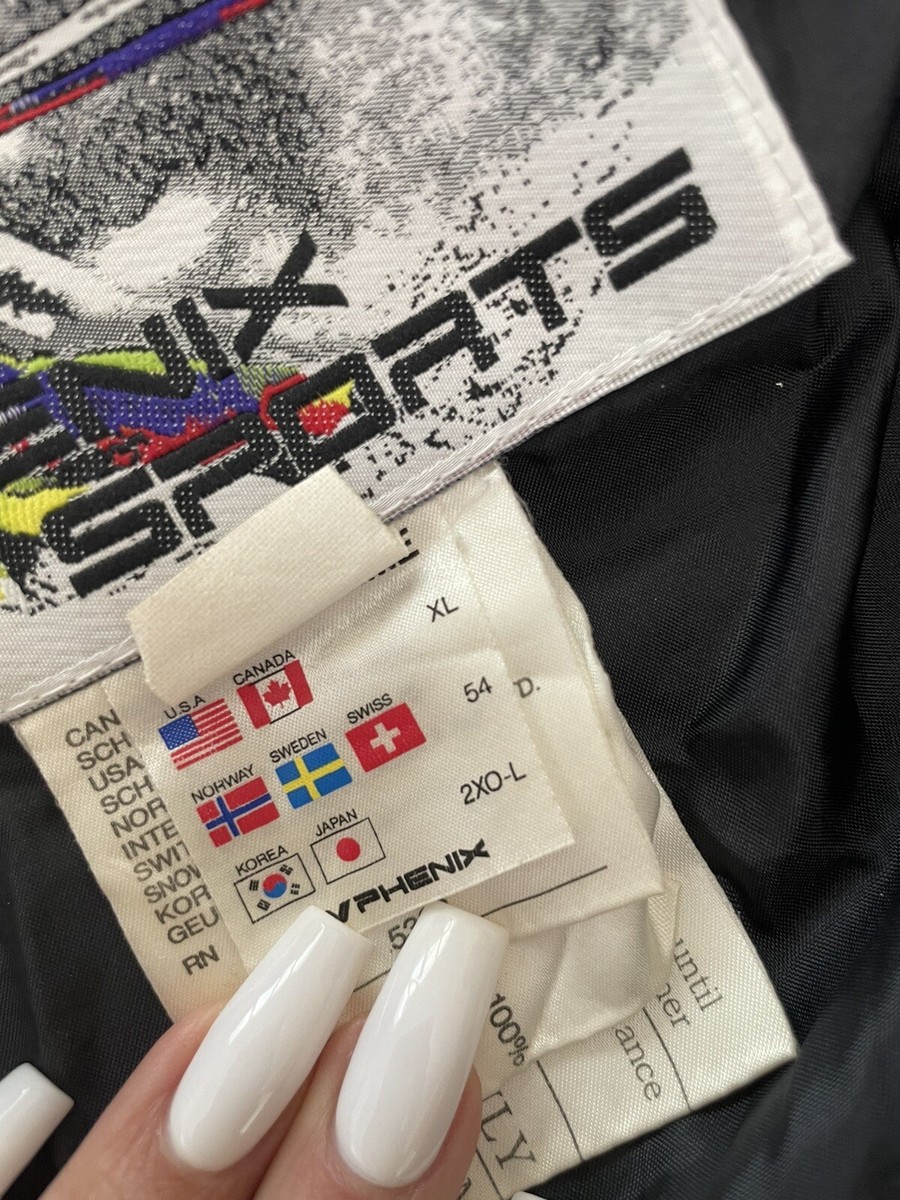 Phenix Sports Ski Jacket Mens Sz XL Blue Gray & Red hide away hood