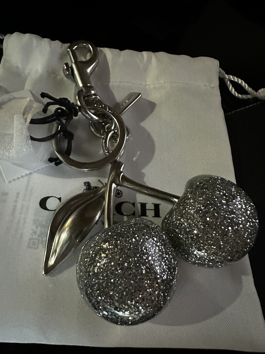 NWT COACH SILVER SPARKLE/SILVER CHERRY CHARM 77840 | eBay
