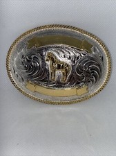 Western Belt Buckle Horse Gold  Silver Colored Made In Mexico Fast Ship 