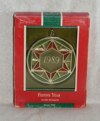 Hallmark 1989 Año Festivo Acrílico Adorno de Navidad en Caja - Imagen 6 de 6