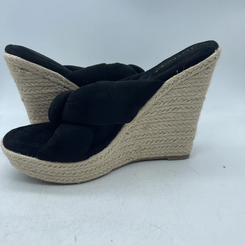 Zapato Dazzle Alina Negro Alpargata Sin Cordones Punta Abierta Cuñas Tacones Para Mujer Talla 9 Foto 3 de 4