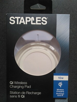New Staples Qi Wireless Charging Pad 10W White 52349-US w/ 6-ft Micro USB Cable