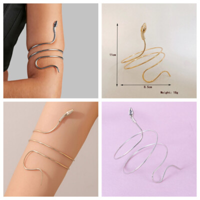 Women's Fashion Jewelry Gold Or Silver Coiled Snake Upper Arm Cuff Armlet