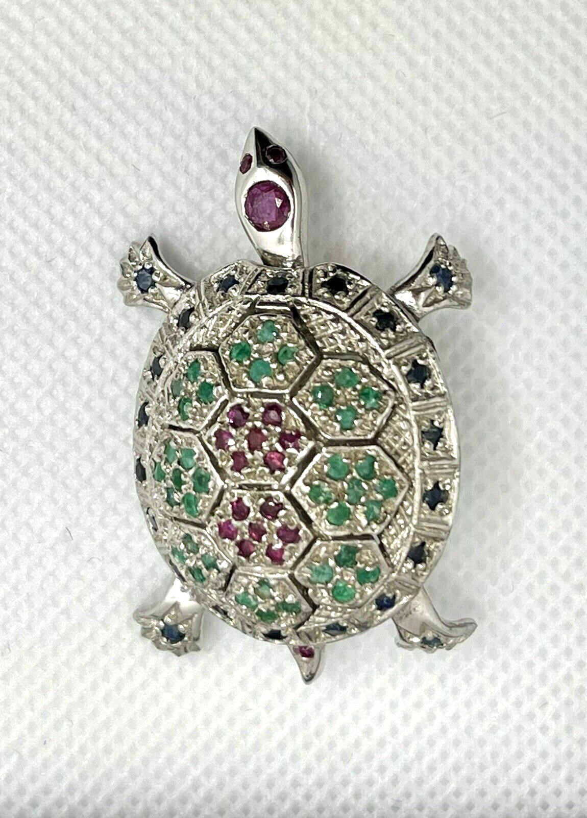 ND Signed 925 Sterling Silver Ruby Emerald Sapphi… - image 1