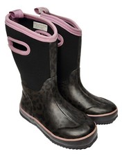 DSG Little Girls Rubber Boots Snow Rain Snowbound Size 2 Leopard Pink Black
