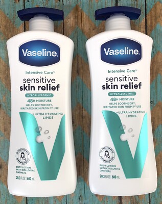 Vaseline Intensive Care Sensitive Skin Relief Body Lotion w/Colloidal Oatmeal X2