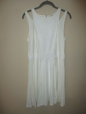 NWOT Ladies CATO Cream Embossed Leaf Pattern Fit & Flare Sleeveless Dress Sz 16