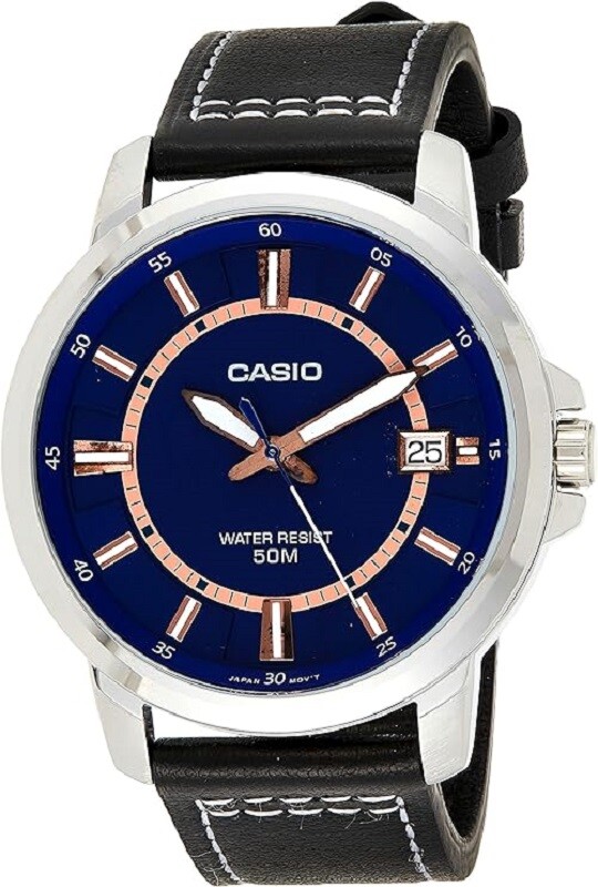 Orologio Casio MTP-E130L-2A1VDF Uomo Cinturino Pelle Data 45 mm W.R. 5 atm