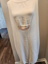 Zara Dress Ivory Sleeveless W/ Tummy Cutout SZ M EUC Melon color striped detail