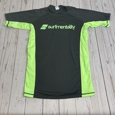Surf Mentality Rash Guard Short Sleeve Shirt Mens Small Surfing Black Green