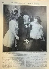 1904 Vintage Illustration Illinois Congressman Joseph Cannon and Grandchildren