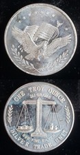 Silver Trade Unit American Eagle & Flag 1 Oz Troy 999 Fine Silver Round 2448 95.00 per troy oz