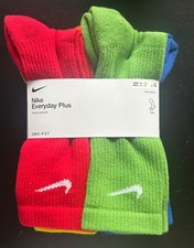 NEW Nike Everyday Plus Cushioned Crew Socks 6 Pk SX6897-903 L 8-12M 10-13W