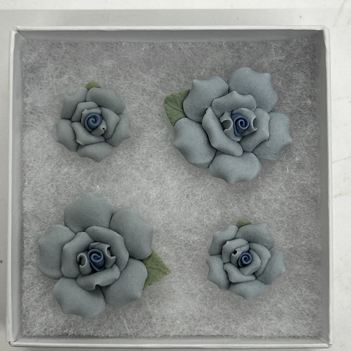 Small Blue Clay Flower Set Of 4 Handmade Colored And Fired A4 | eBay