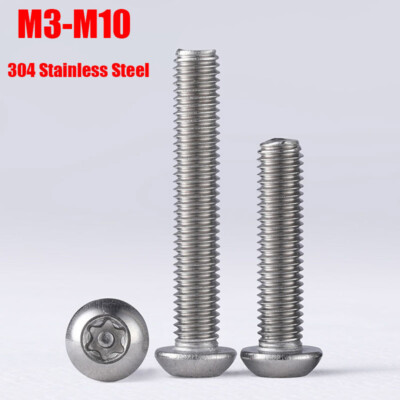 M3~M10 Torx Button Head with/Pin Tamper Proof Security Screw 304 Stainless Steel