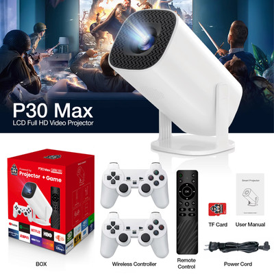 Retro Game Console P30MAX Projector 4K Ultra HD Android 11 Wireless Controller