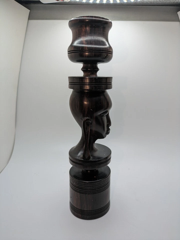Candelabros busto masculino femenino de madera de hierro tribal africano artesanal artesanal Foto 4 de 4