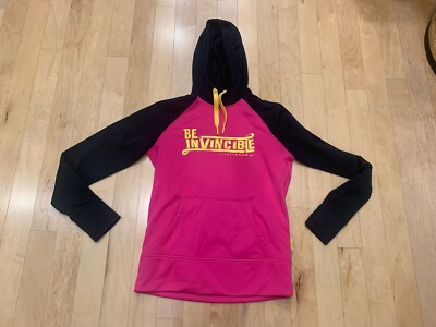 Nike LiveStrong Womens Size M Pullover Hoodie Pink Black Yellow Be Invincible