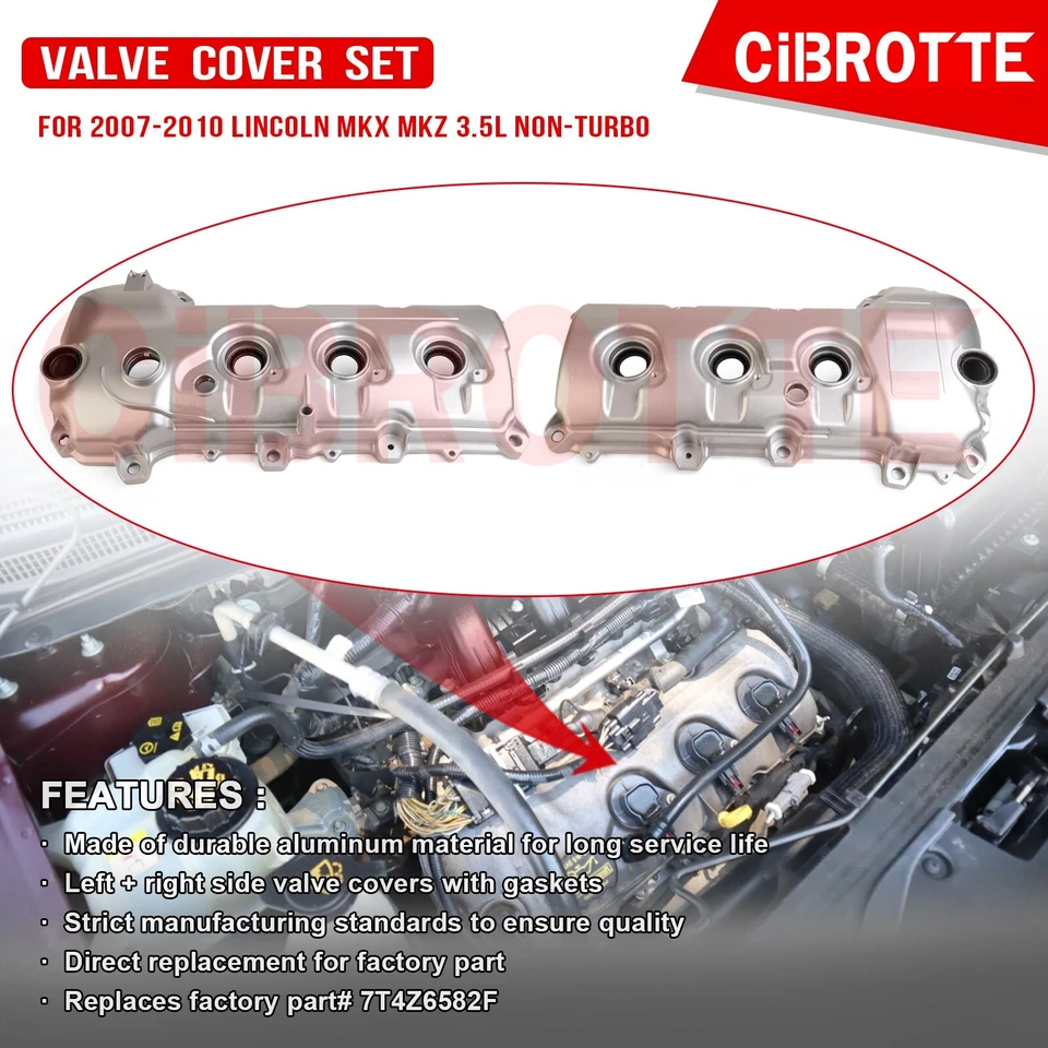 Cubierta de válvula izquierda y derecha con junta para Lincoln MKX MKZ 2007-2010 3,5 L no turbo Foto 2 de 4