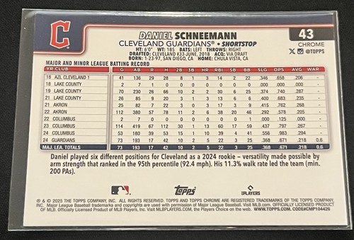 2025 Topps Chrome Daniel Schneemann #43 Sepia Refractor Parallel Rookie RC - Picture 2 of 4