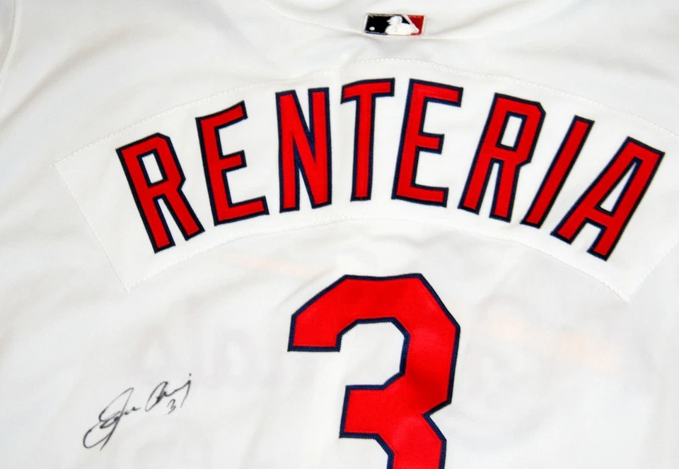 Camiseta deportiva firmada por Édgar Rentería Rawlings auténtica de los Cardenales de San Luis JSA Foto 3 de 4