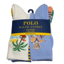 Polo Ralph Lauren Men's Crew Socks 6 Pack Polo Bear Performance NWT